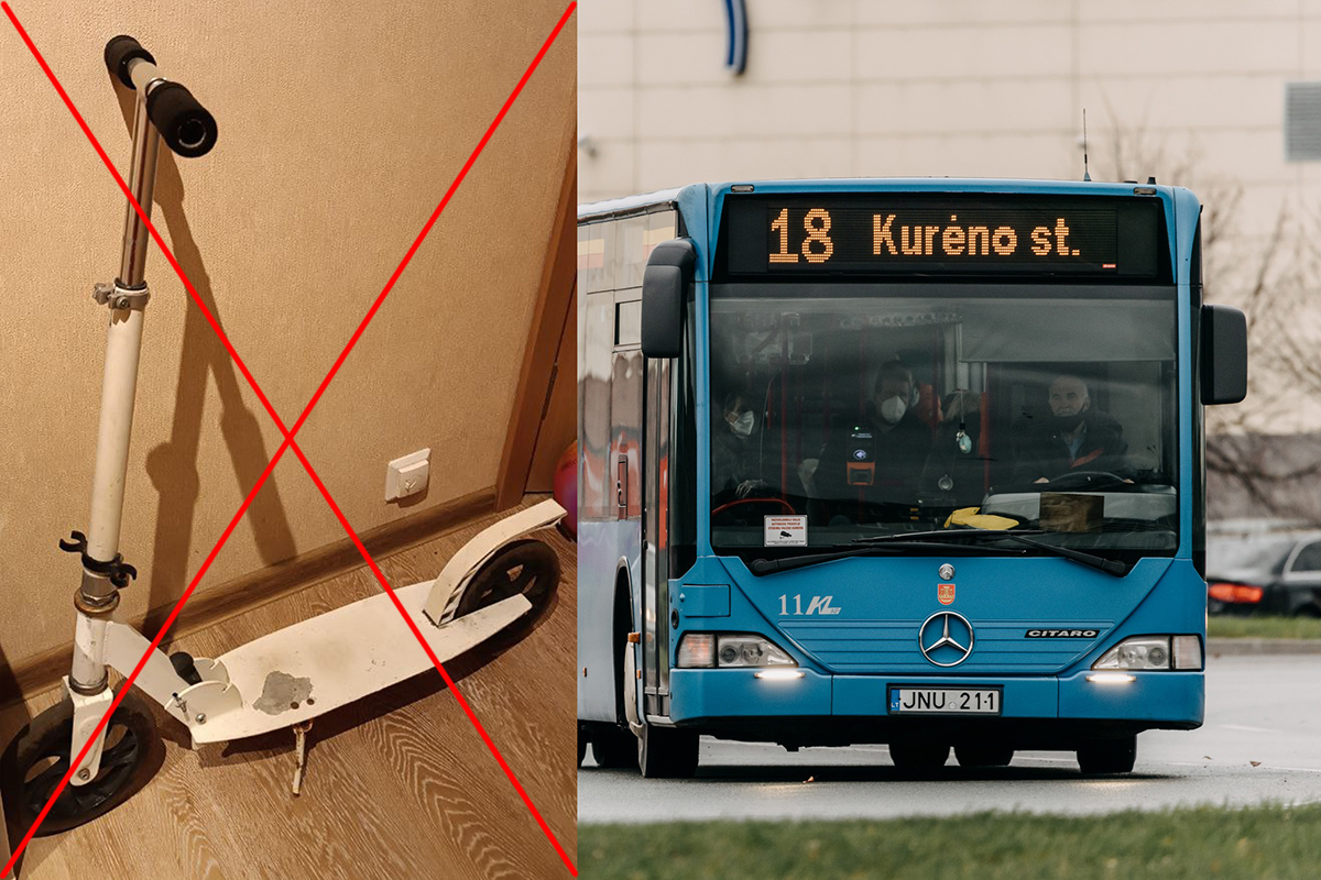 Колюще-режущий самокат? Почему в клайпедские автобусы не пускают с детским транспортом
