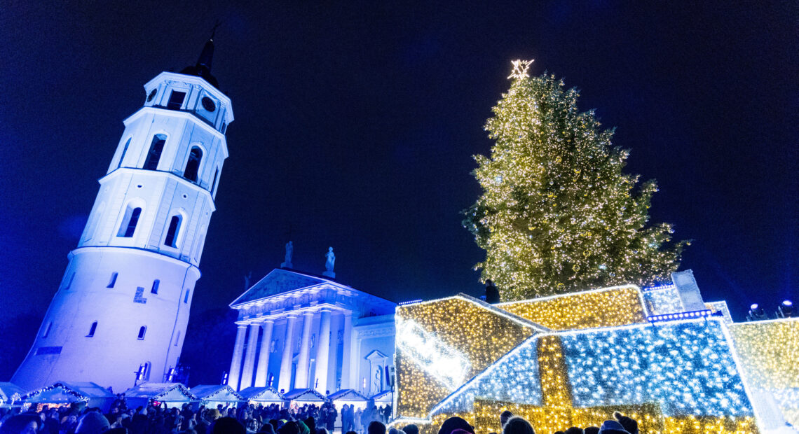 Зажглись огни на Рождественской елке Вильнюса. Фото елочек этого года и прошлых лет