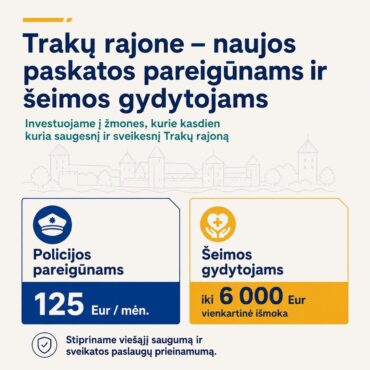 В Тракайском районе вводят денежные выплаты для полицейских и семейных врачей